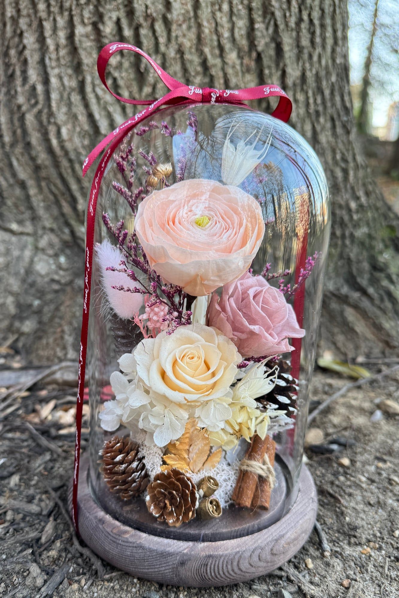 Autumn Charm - Illuminated Preserved Flower Dome — view 2