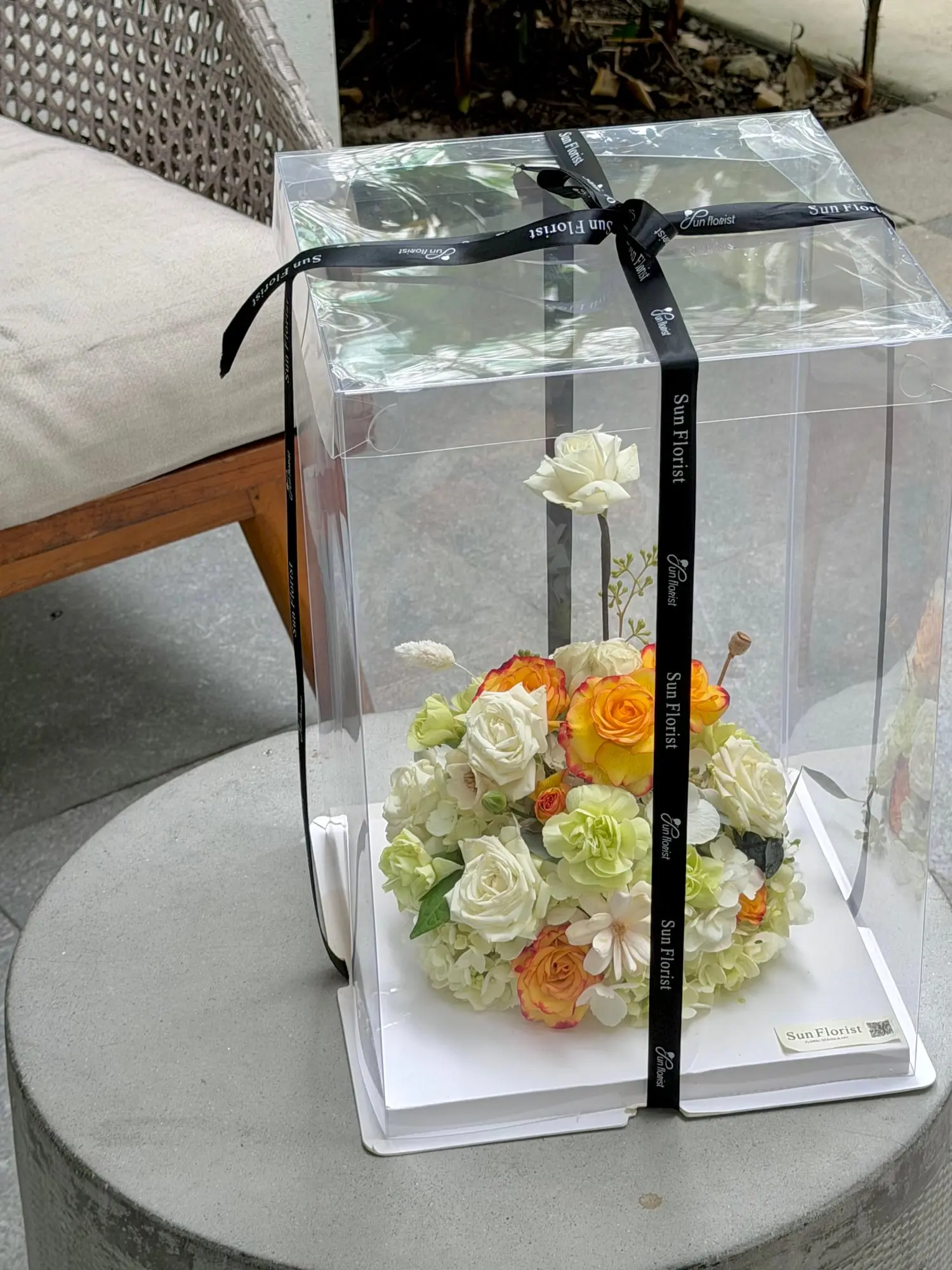 Cake Flower — hand-composed fresh florals by Sun Florist, made to order.