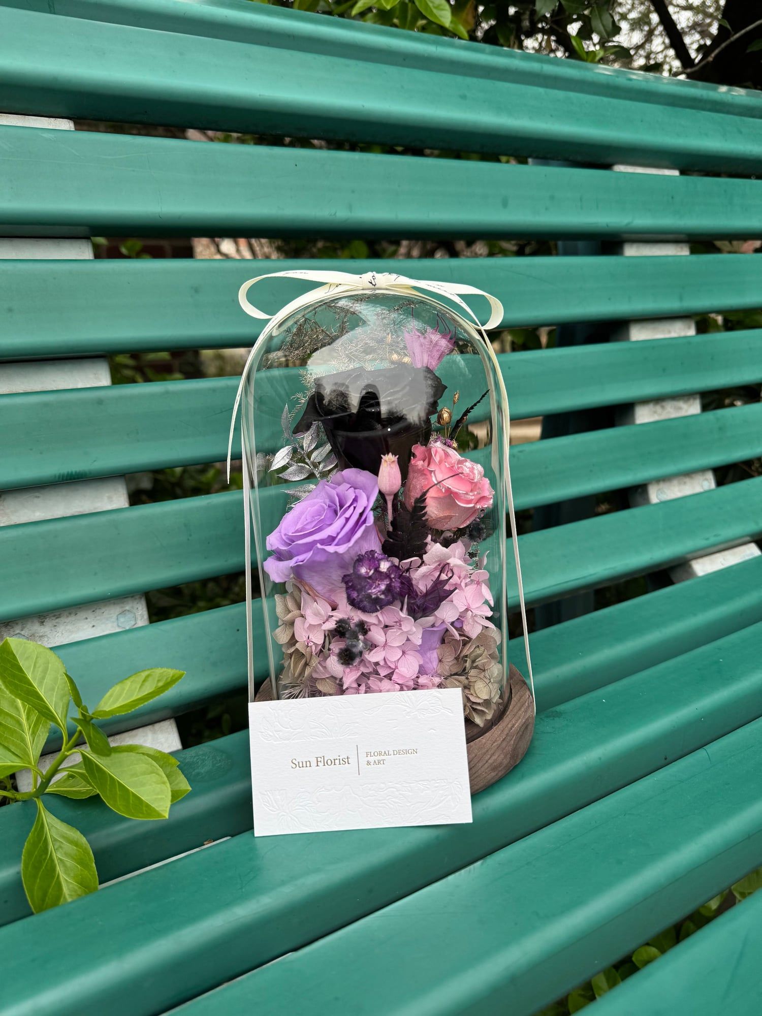 Midnight Muse-Illuminated Preserved Flower Dome — view 3