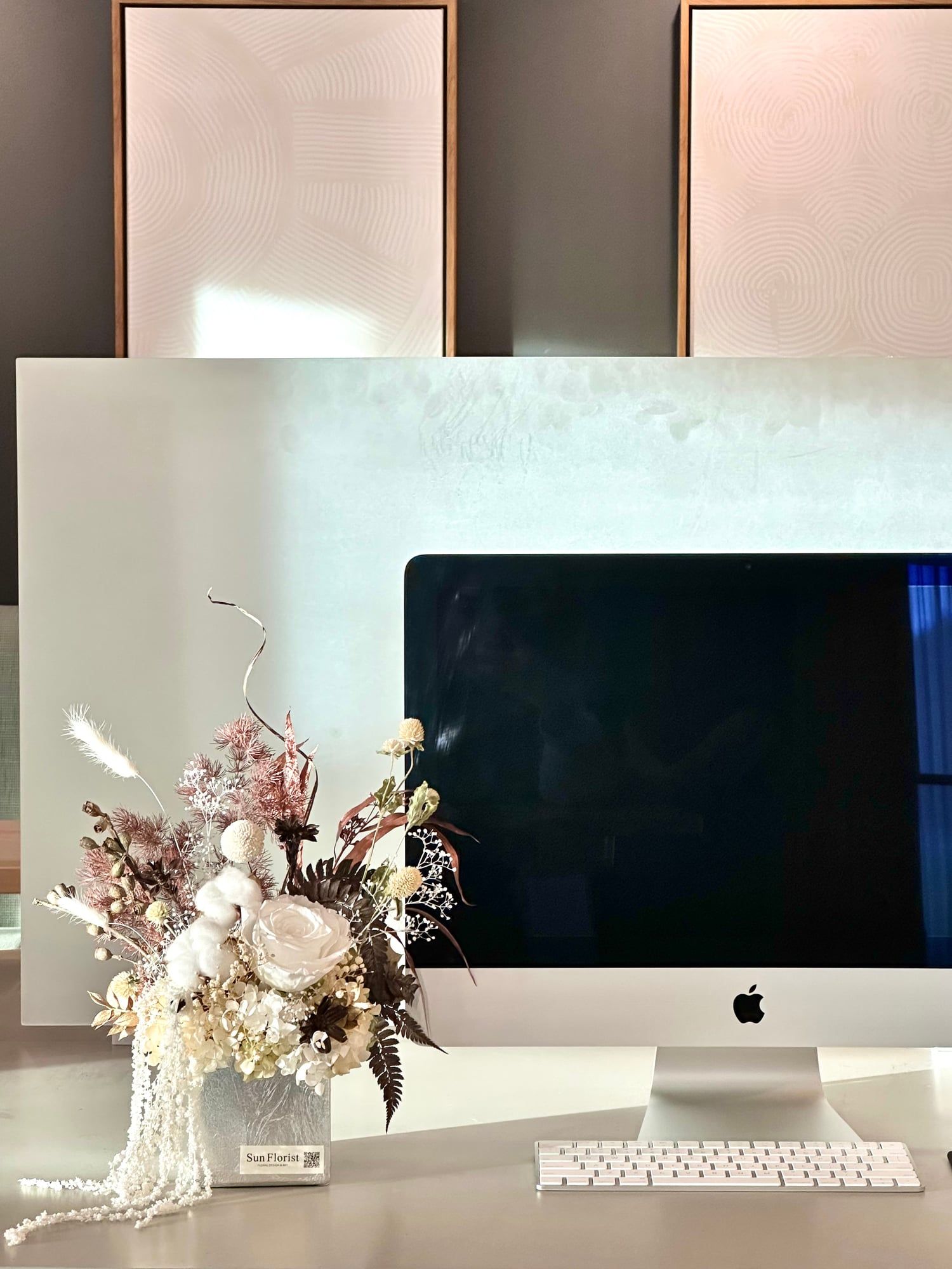 Modern White Preserved Centerpiece — view 2
