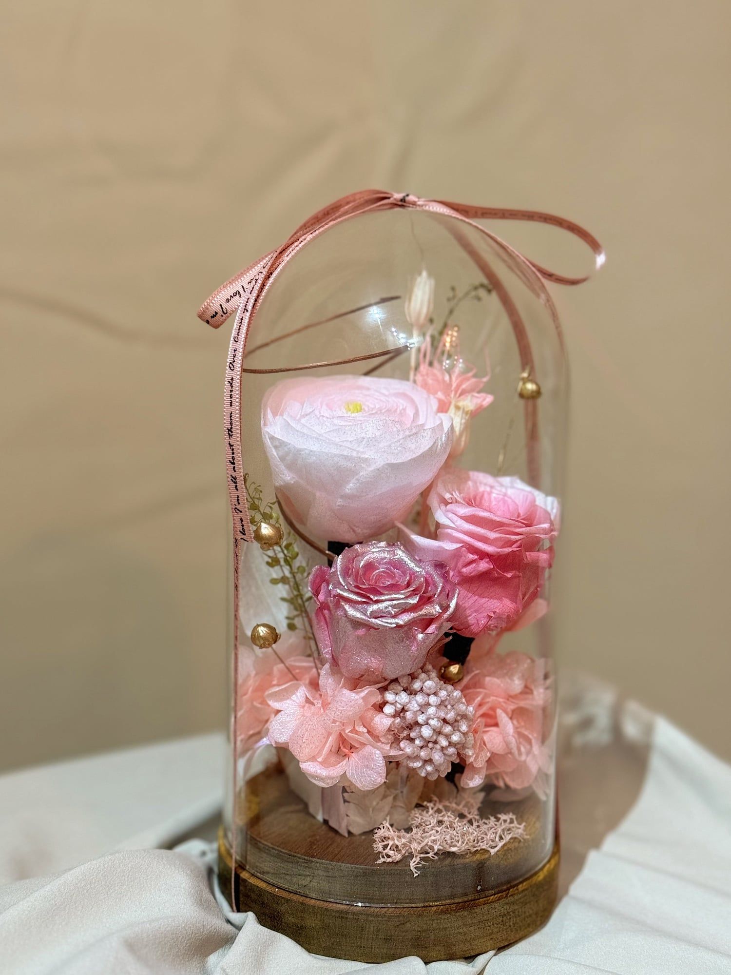 Pink Blossom - Preserved Flower Dome — view 2