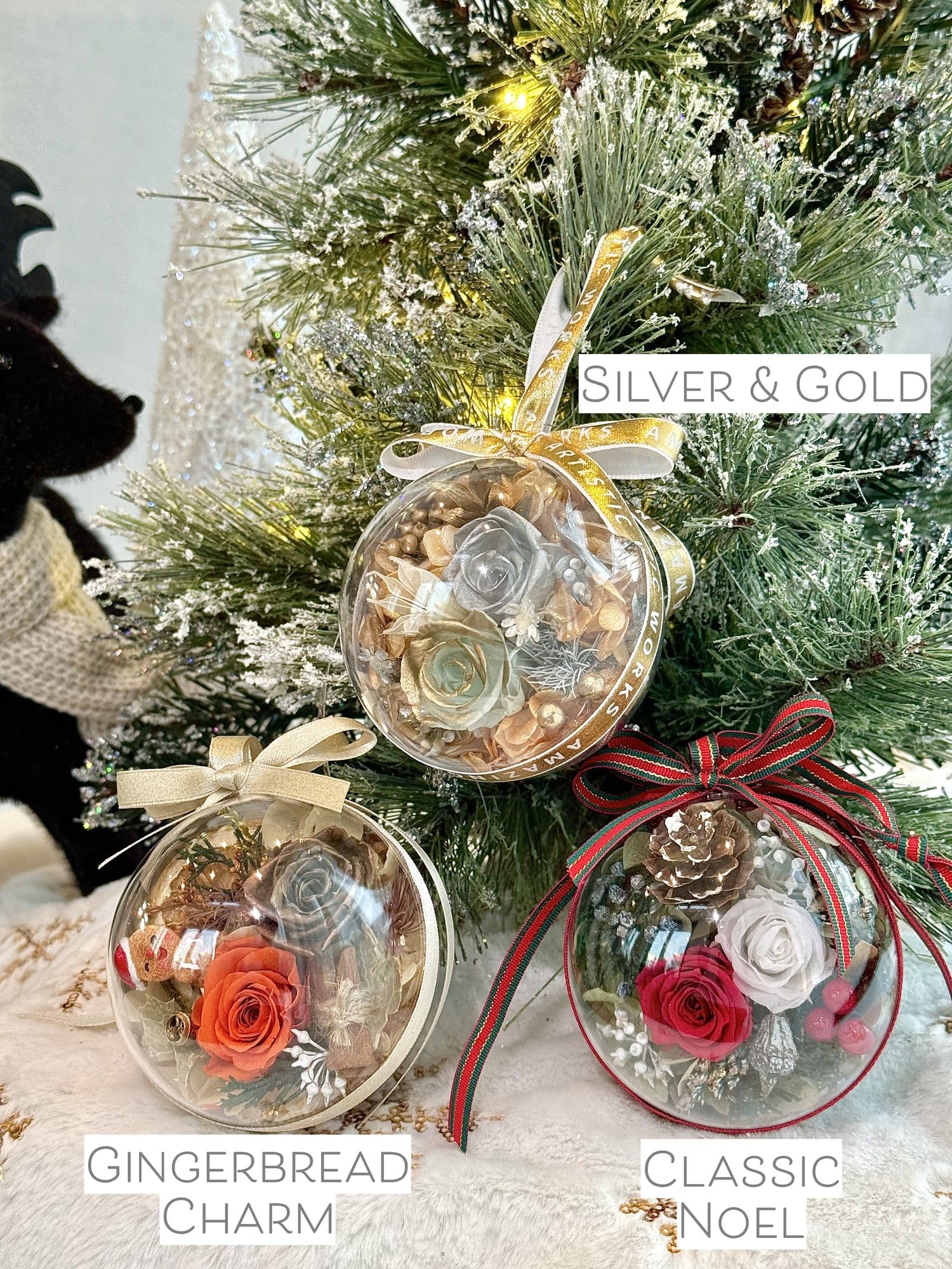 Preserved Rose Christmas Ornaments - Limited Edition Set — view 2