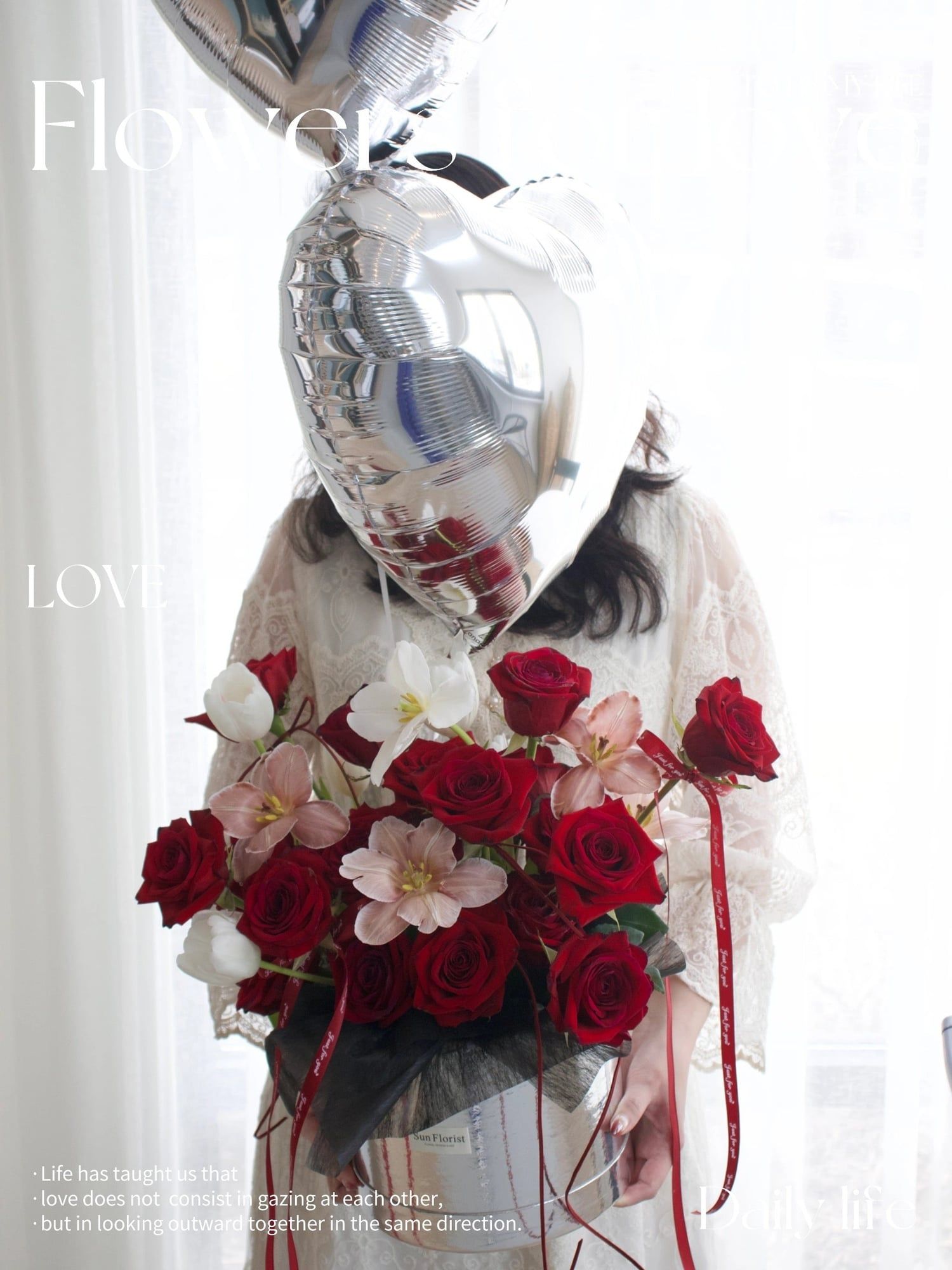 V Day — hand-composed fresh florals by Sun Florist, made to order.